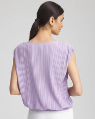 Gentle Lavender Pleated Bubble-Hem Tee