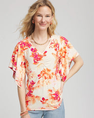 Sunset Peach Touch of Cool™ Handkerchief-Sleeve V-Neck Tee