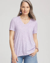 Gentle Lavender Polka-Dot Short Sleeve Forward Seam Tee