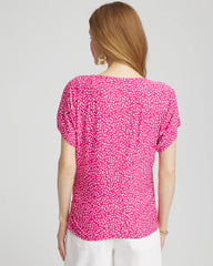 Crushed Berries Touch of Cool™ Cheetah Ruched Banded Hem Top