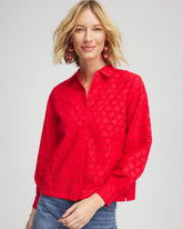 Love Letter Red Heart Eyelet Button Down Shirt