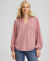 Dusty Rose Ruffleneck Lined Georgette Blouse