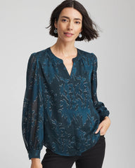 Teal Shadow Novelty Texture Blouse
