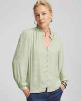 Sage Meadow Jacquard Georgette Peasant Blouse