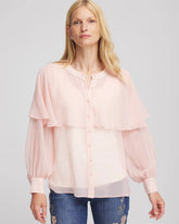 Rose Smoke Georgette Cape Blouse