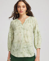 Salted Lime Lurex Stripe Cotton Blouse
