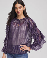 Purple Elixir Georgette Ruffle Sleeve Blouse