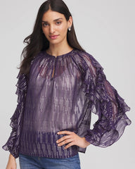 Purple Elixir Georgette Ruffle Sleeve Blouse