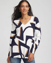 Passport Blue Geo Intarsia V-Neck Tunic
