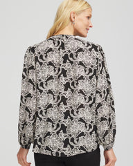 Black Caviar Bead Georgette Blouse