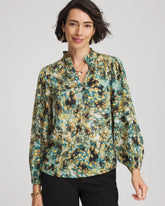Darkest Spruce Crinkle Relaxed-Fit Blouse