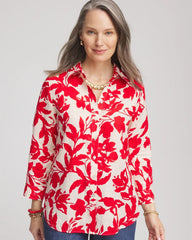Red Glow No Iron™ Floral Linen Shirt