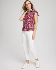 Russet Red Zenergy® UPF Printed Polo Top