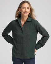 Darkest Spruce Lace Cotton Voile Shirt