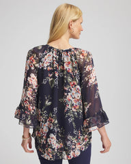 Passport Blue Floral Georgette Blouse