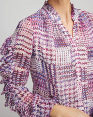 Gooseberry Gingham-Print Georgette Blouse