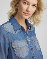 Bailey Indigo Tencel™ Colorblock Classic-Fit Shirt
