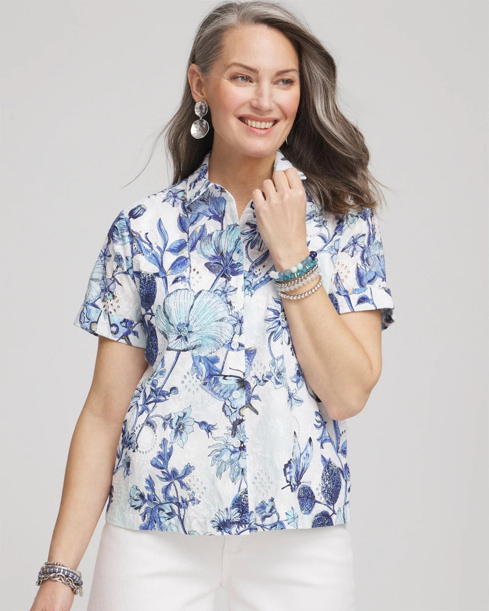 Lush Iris Butterfly Voile Short Sleeve Shirt