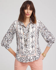 French Blush Faux Silk Floral Collared Shirt
