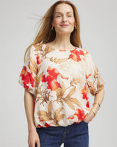 Glistening Sand Floral Bubble-Hem Blouse