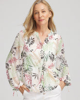 Cafe Aroma Drawstring Crinkle Chiffon Blouse