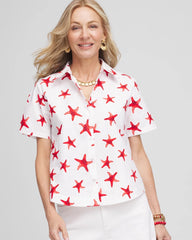 Red Glow Starfish Short Sleeve Swing Shirt
