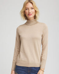 Champagne Fizz Metallic Turtleneck Pullover Sweater