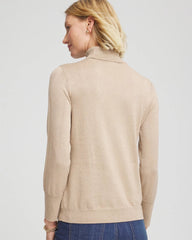 Champagne Fizz Metallic Turtleneck Pullover Sweater
