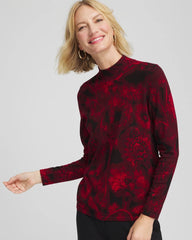Carmine Red Ella Printed Mockneck Sweater