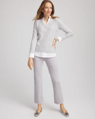 Classic Gray Classic Built-In Shirt Knit Sweater