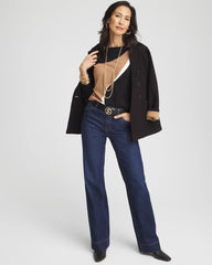 Black Intarsia Colorblock Bateau Neck Sweater