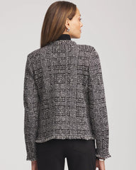Gray Embroidered Metallic Tweed Cardigan