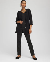 Black Button-Down Crewneck Coatigan