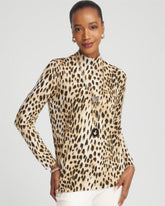 English Cream Ella Mockneck Animal-Print Pullover Sweater