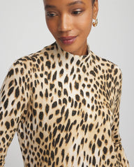 English Cream Ella Mockneck Animal-Print Pullover Sweater