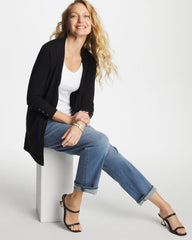 Black Ella Ottoman-Trim Cardigan