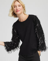 Black Fringe Sequins Pullover Sweater