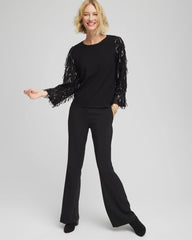 Black Fringe Sequins Pullover Sweater