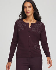 Night Bloom Embellished Crewneck Cardigan