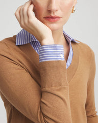 Caramel Apple Heather Camel Built-In Shirt Knit Sweater
