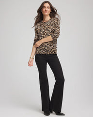 Camel Cashmere Animal Long-Sleeve Pullover Sweater