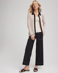 Smokey Taupe Pointelle Polo Cardigan