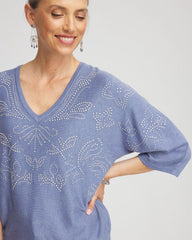 Blue Lotus Dolman V-Neck Sweater