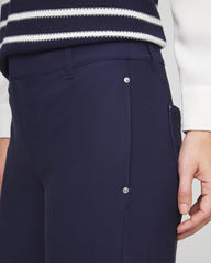 Passport Blue Cotton Straight Ankle Trousers