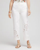 Alabaster Sateen Cutout Cropped Pants