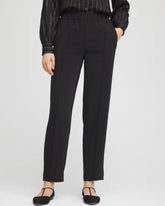 Black Crepe Side-Zip Tapered Ankle Pants