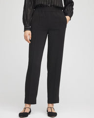 Black Crepe Side-Zip Tapered Ankle Pants