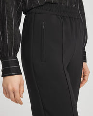 Black Crepe Side-Zip Tapered Ankle Pants