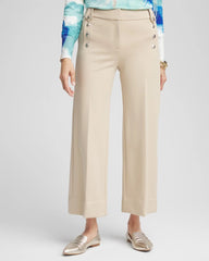 Wild Truffle Button Knit Twill Cropped Pants