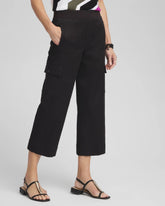 Black Cargo Straight Leg Cropped Pants